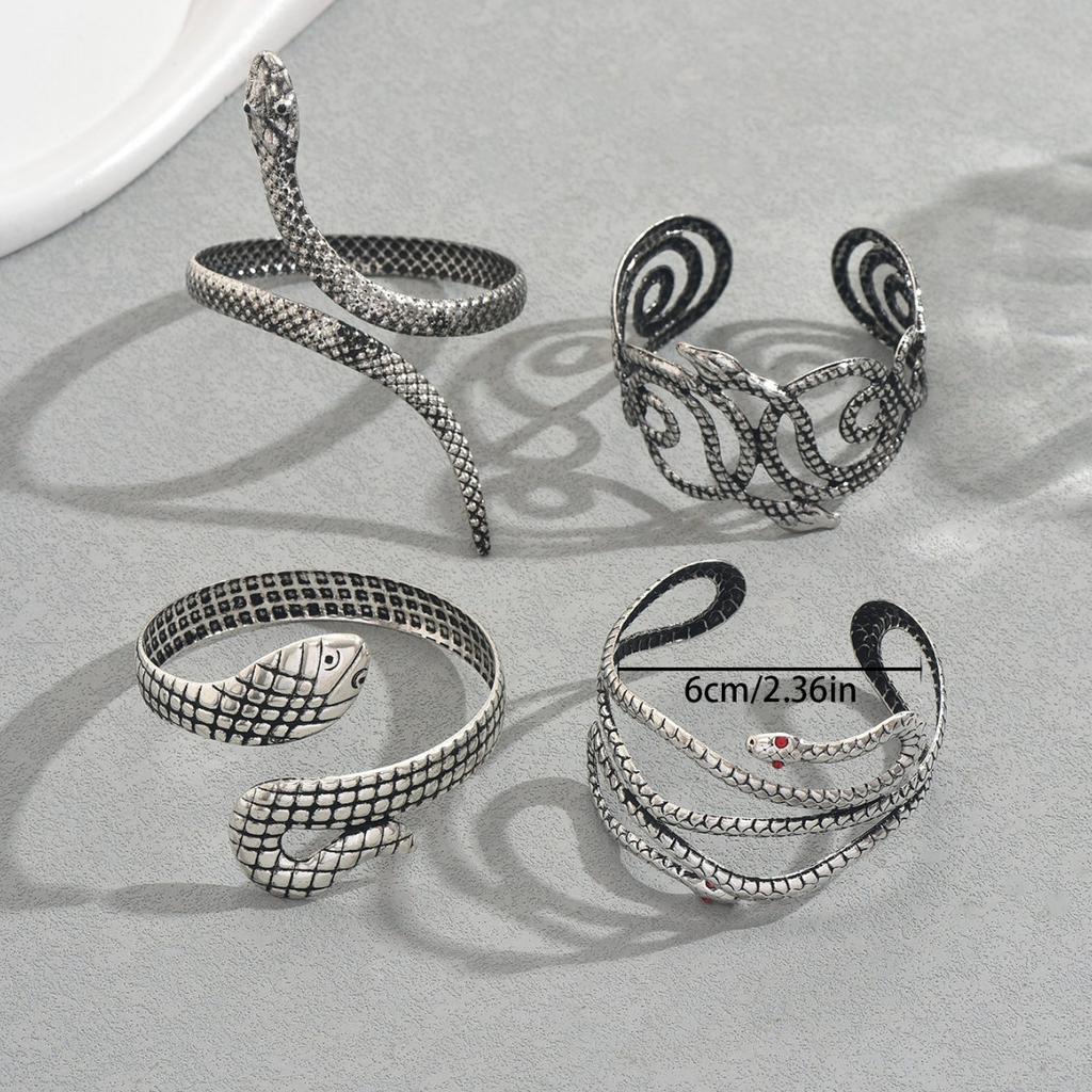 Hip Hop Style Bracelet Set Personalized Snake Design Diamond-encrusted Open Bracelet Versatile Niche Jewelry Women