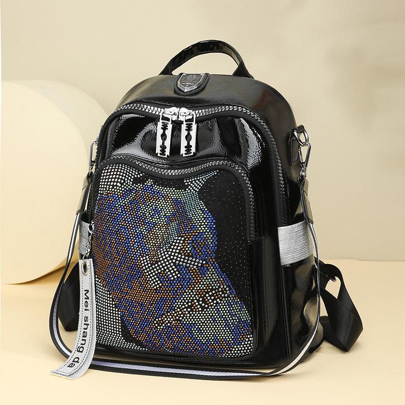 Stitched Diamond Shoulder Bag - Fashionable, Versatile, Unique, Big Eyes, Stylish, Large Capacity, Dual-purpose Backpack