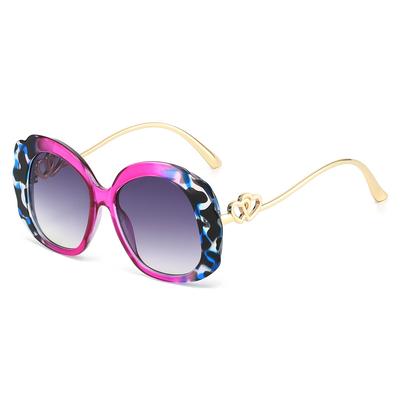 New Luxury Leopard Gradient Oval Women Sunglasses UV400 Double Heart Decoration Contrast Color Men Sun Glasses