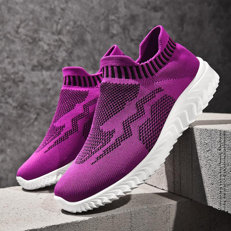 Fashion Pink New Slip On Shoes with Breathable Mesh for Lazy People Comfortable Non Slip Soles Lightweight Travel Shoes for Women 43