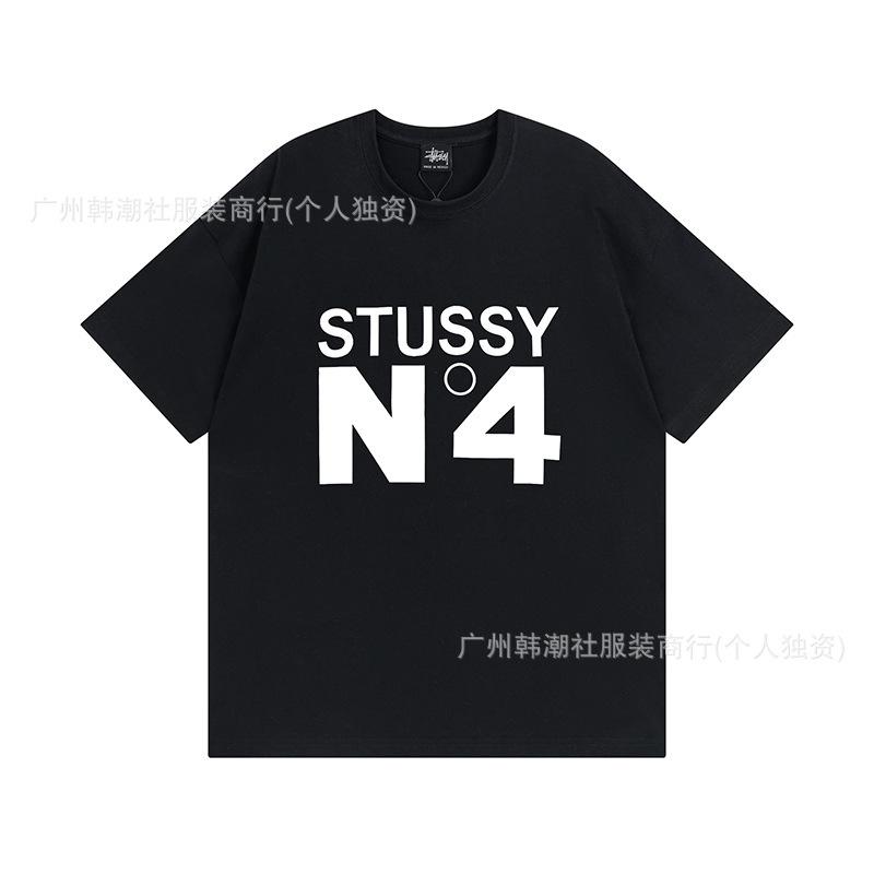 [2] American trendy brand short-sleeved t-shirt black and white collection printed short-sleeved t-shirt casual couple men and women of the same style