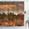 Cactus Desert Landscape Shower Curtain Arizona Sunset Mountain Shower Curtains Waterproof Fabric Bathroom Decor With Hooks