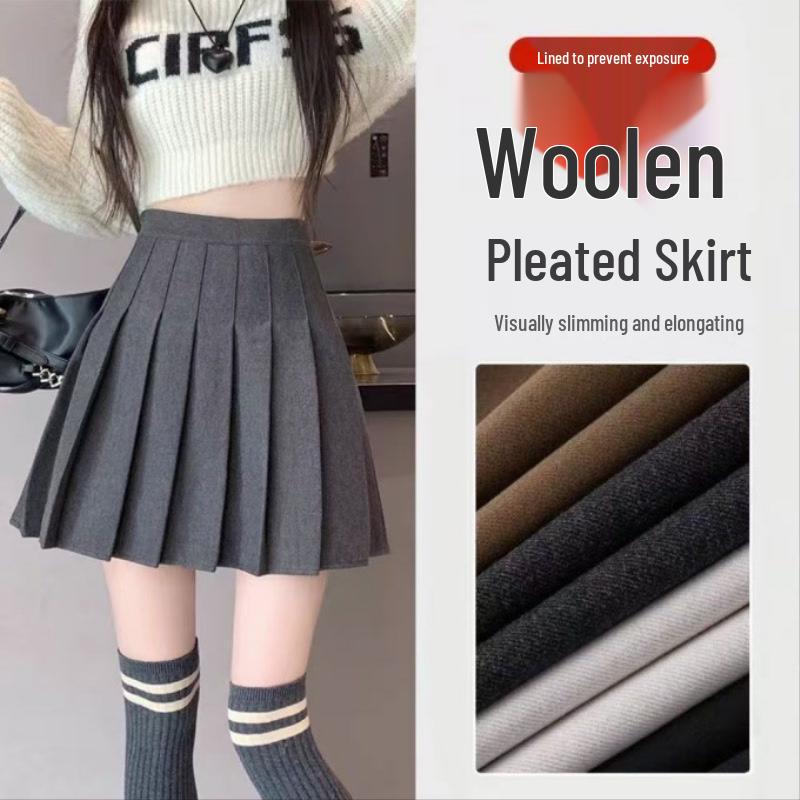 Übergröße Retro Woll Karo Faltenrock - Amerikanischer & Koreanischer Stil