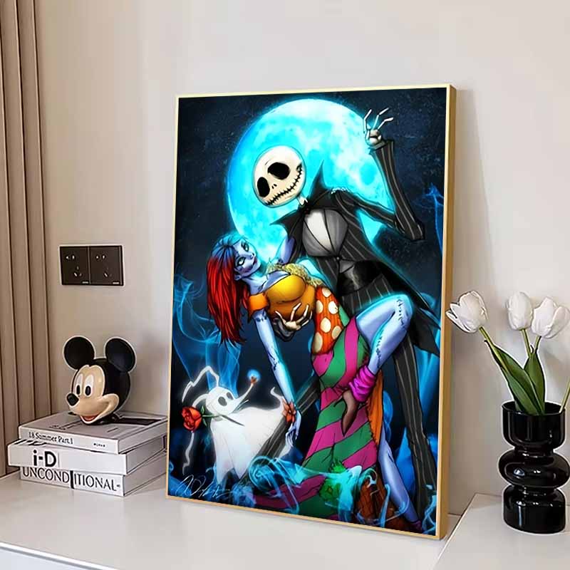 Disney Diamond Painting Jack and Sally Illustration From The Nightmare of Christmas DIY Gift Suitable for Living Room Bedroom Office and Home Decor