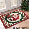 2D Flat Santa Door Mat Faux Cashmere Christmas Bath Mat Decorative Floor Rug  Christmas Home Decor