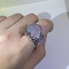 New  Silver Exquisite Big Heart Ring 5A CZ Micro Pave Cubic Zirconia Ring Fully Iced Out Bling Hip Hop Punk Men Women Jewelry