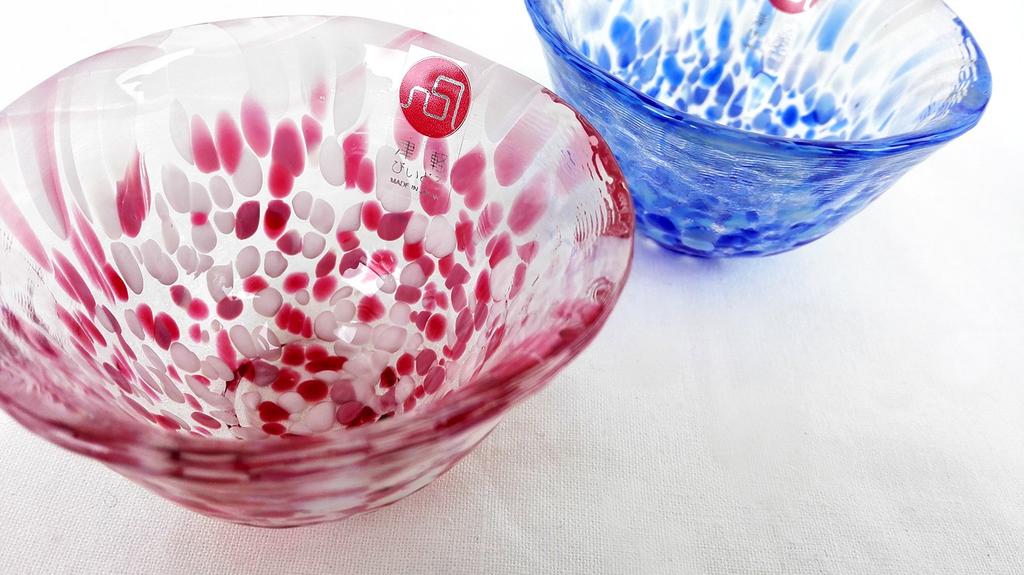 ADERIA Tsugaru Vidro Cherry Blossom Blizzard Rock Spring Water Sake Cup Pair Set in Gift Box Made in Japan FS71541 sake cold sake sake gift for