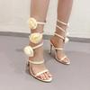 Fashion Elegant Women Wedding Banquet Shoes Fashion Silk Flowers Designer Sandals Female Open Toe Slip On Ankle Strap High Heels