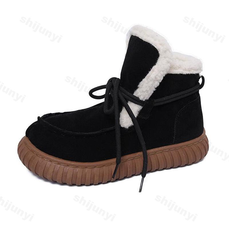 Winter Retro Pelzig Dickbesohlt Lässige Schnee-Kurzstiefel für Damen Mode Vielseitig Warm Weich Bequem Plüsch Baumwollstiefel