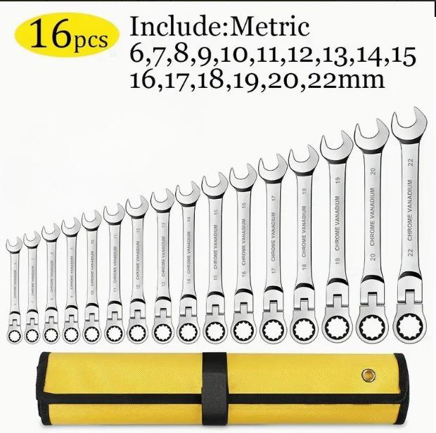 16pcs Shaking Ratchet Wrench for Ship Maintenance and Opening Dual-use Wrench Ratchet Wrench 6-22mm