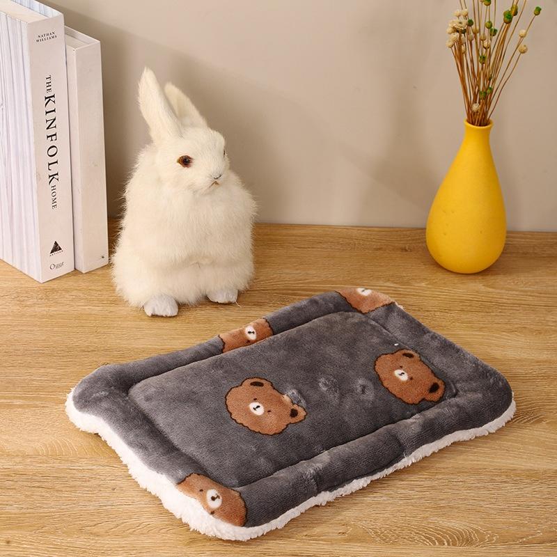 Small Pet Flannel Cage Mat Double Sided Warm Winter Sleeping Cushion Pad for Rabbit Bunny Cat Puppy