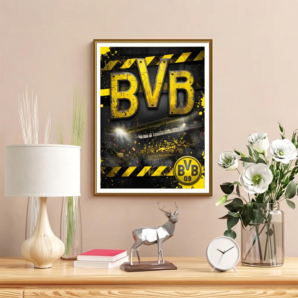 Bvb Soccer Team Stadium Theme Diamond Painting Round Diamond Mosaic Rhinestones Diamond Embroidery Craft Kit Wall Decor Without Frame