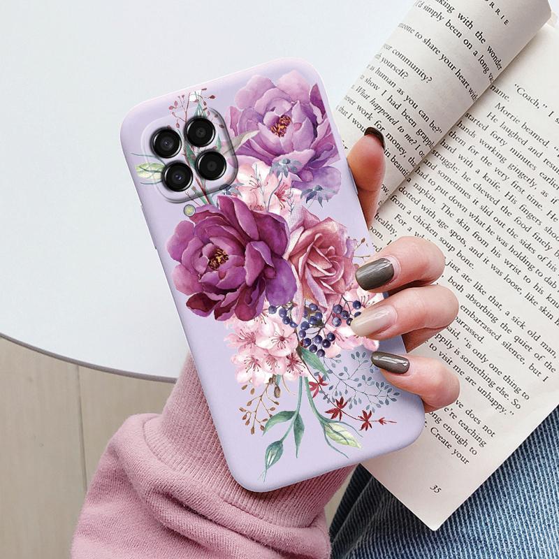 For Samsung Galaxy M33 M53 5G Case Cute Fashion Heart Flowers Soft Silicone Bumper Cover For Samsung M13 M15 M55 M35 Fundas TPU