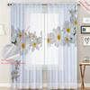 2PCS Digital Print Sheer Curtains, Yellow Stamen White Daisy, Fresh Minimalist Style for Living Room Bedroom Window Decoration