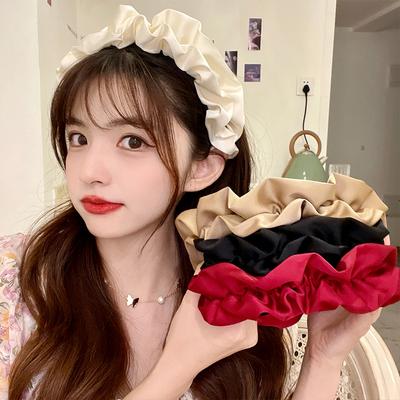 Modische Haarreifen, Haarbänder für Frauen und Mädchen, Blumen, einfarbig, Slik-Stirnbänder, plissiertes breites Haarband, Haar-Accessoires, Kopfbedeckungen