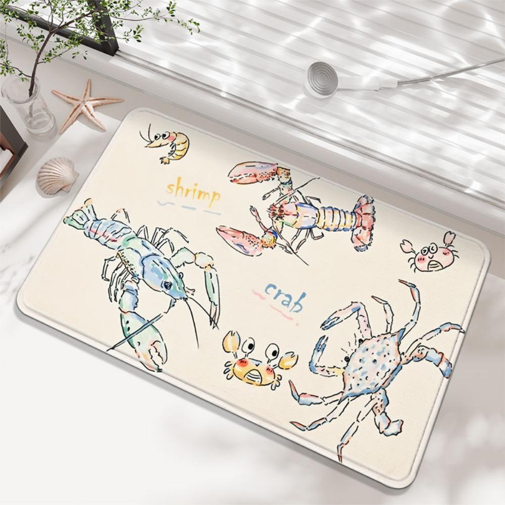 Printing Sponge Bathroom Cashmere Thickening Mat Bath Non-slip Carpets In Wash Basin Bathtub  Floor Rug Shower Room Doormat Memory Foam 3D Pad