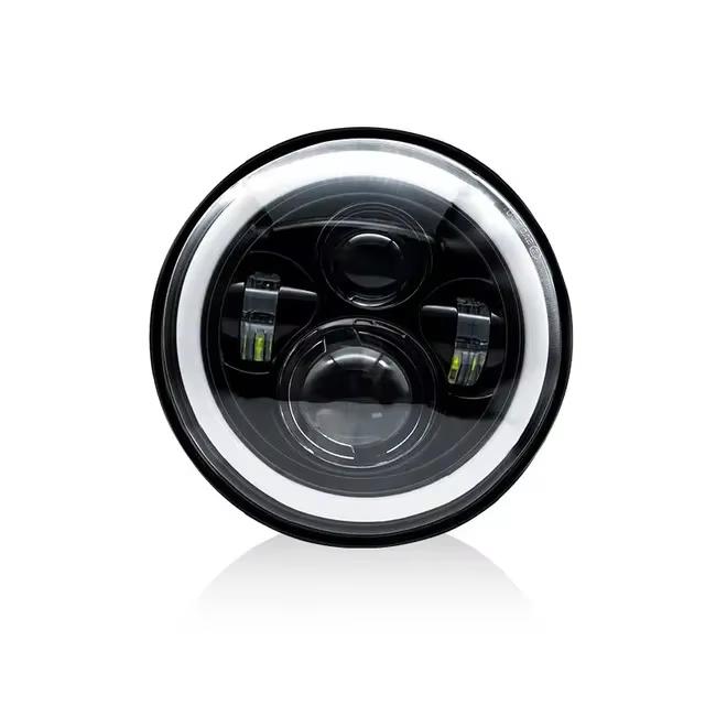 

1/2 шт. 7-дюймовая светодиодная круглая фара Moto Car H4 с кольцом Ангельские глазки Янтарный указатель поворота для Jeep Wrangler JK TJ Фары 12-30 В пост. тока 1