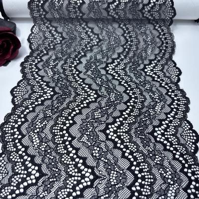 22cm Wide Stretchy Fabric Lace, Black DIY Sewing Elastic Lace for Lingerie, Bra, Underwear, Dress, Garment, Home Decor, Crafting