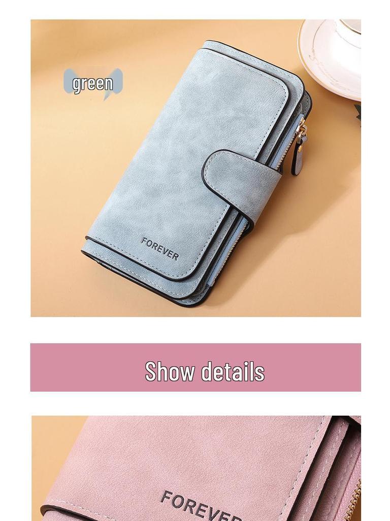 High-End Ladies Tri-Fold Wallet: Frosted PU, Multi-Card Slots, Coin Purse