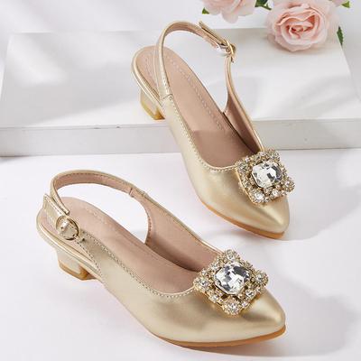 2025 Women's Fashion Rhinestone Buckle Pointed Toe High Heels for Girls