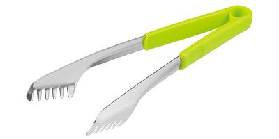 Shimomura Kogyo Full Veggie Salad Tongs, Made In Japan, Dishwasher Safe, FV-204, Made In Tsubame-Sanjo, Niigata, Green, 35 X 37 X 240mm