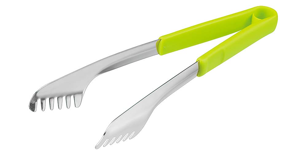 Shimomura Kogyo Full Veggie Salad Tongs, Made in Japan, Dishwasher Safe, FV-204, Made in Tsubame-Sanjo, Niigata, Green, 35 x 37 x 240mm