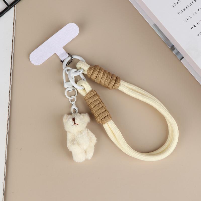 

Милый плюшевый брелок-мишка, ремешок для телефона, подвески для чехла телефона, плетеный шнурок, противоутерянный браслет на запястье, брелок-подвеска для девочки, подарки A5