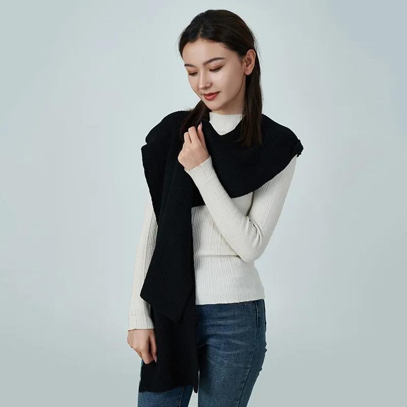 Women's Cashmere Knitted 3-in-1 Rectangle Scarf Hat Shoulder Warmer Multifunctional Versatile Wrap Warm Autumn Winter Accessory