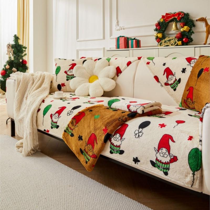Winter Slipcover Father Christmas Funda Sofa Mats  Living Home Non-slip Sofa Cushion Couch Sofa Covers