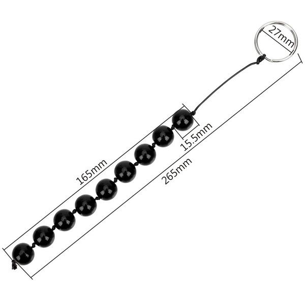 Black Glass Balls Beads with Ring Handheld