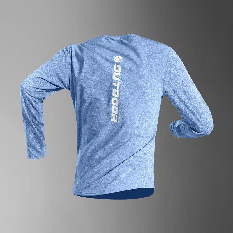 

Men s Quick-Dry Long-Sleeve Running T-Shirt - Round Neck, Autumn Fitness & Cycling Base Layer M синий