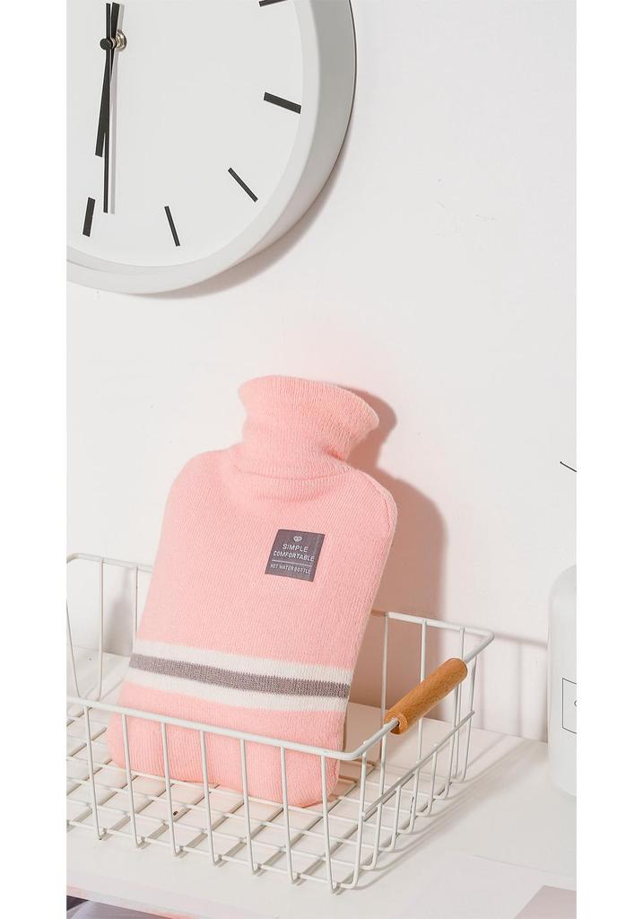 Transparent PVC Hot Water Bottle, Portable Stomach Warmer, Large Size, Plush Fabric, Cute Design, Ideal for Students.