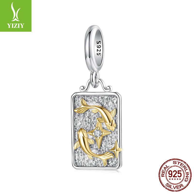 S925 Sterling Silver Twelve Constellations Pendant Jewelry Accessories Personalized Versatile Diy Beads