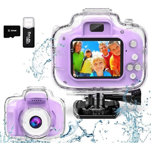 Kids Camera Underwater Waterproof Digital Camera for Kids 2 Inch IPS Screen 1080P HD Kids Video Action Camera for 3 4 5 6 7 8 9 10 Year Old Girls