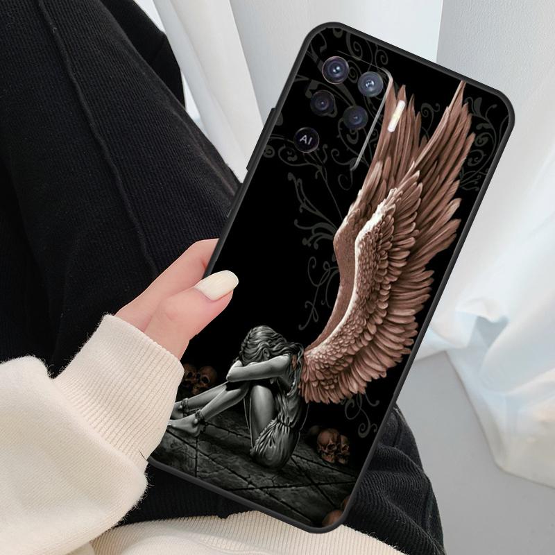 Fantasy Angel Girl Wings Case For Oppo A54 A74 A94 A18 A57 A17 A77 A38 A58 A78 A98 A80 A60 A40 A96 A76 A16 A15 A5 Pro
