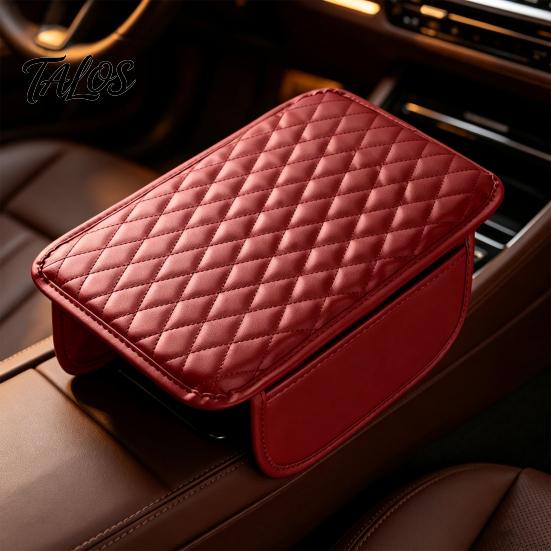 Faux Leather Center Console Pad Car Cover, Armrest Cover for Car, Cushion Universal Middle with Side Storage Pockets Box