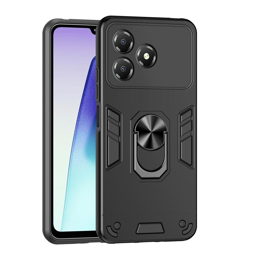 KEYSION Shockproof Armor Case for ZTE Blade A36 4G 5G Soft Silicone+PC Metal Ring Stand Phone Back Cover for ZTE Blade A36 5G