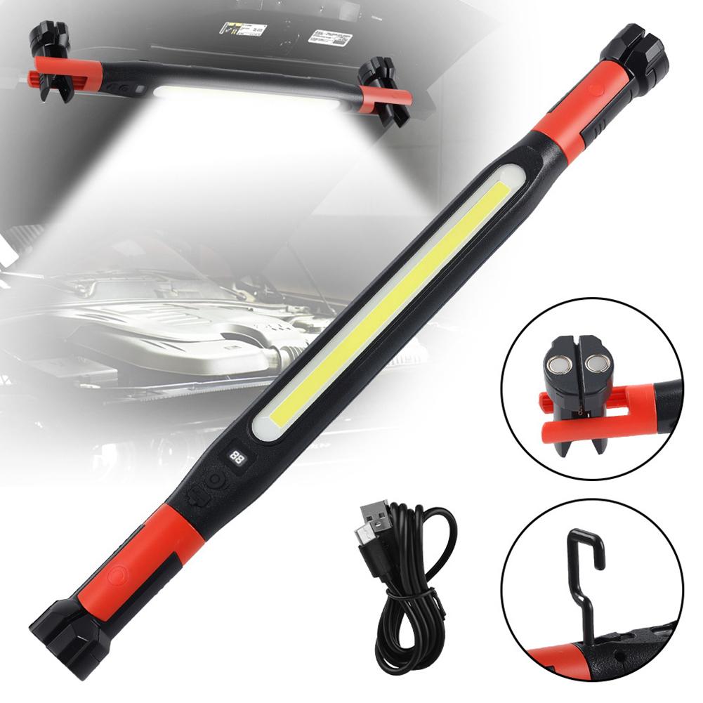 Rechargeable LED Work Light With Magnetic Base Hooks Included- High Lumen Flashlight Ideal For Emergency For Car Repairing