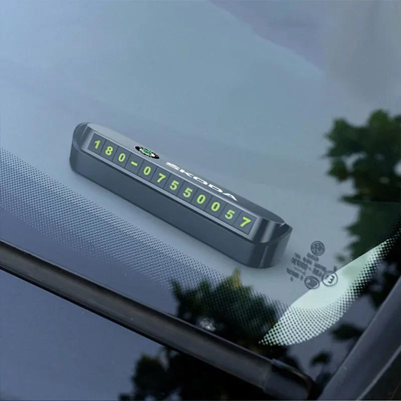 Car Sticker 2025 New Car Temporary Stop Sign Parking Card Telephone Number Card Plate for Skoda Octavia A5 A7 RS Fabia Superb Ac
