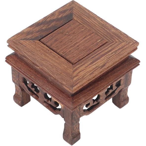 Health Gear Wood Display Stand Base Small Tabletop Teapot Display Stand, Wood Carved Pedestal Oriental Home Decoration for Vase Flower Pots Teapot