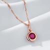 Shiny Red Natural Zircon Pendant Necklace Women Fashion  Rose Gold Color Ethnic Bride Fine Daily Vintage Jewelry