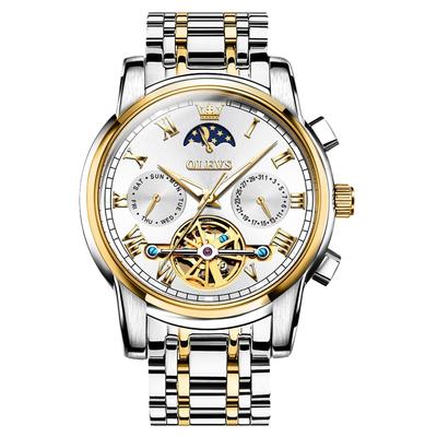 Mechanical Automatic Moon Phase Watch Stylish Skeleton Waterproof Popular Luminous Watch for Men