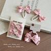 2Pcs Korean Version Children Sweet Pink Bow Hair Clip Side Broken Hair BB Clip Princess Style Rubber Band Hair Accessory