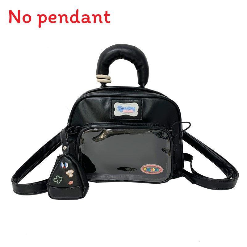 

Backpack Transparent Cute Layer With Inner Zipper Pocket Pu Material For School чорний