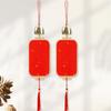 2pcs Wooden Chinese New Year Decoration Traditional with Tassel Spring Festival Decor Red Hanging Pendant Wall Decoration