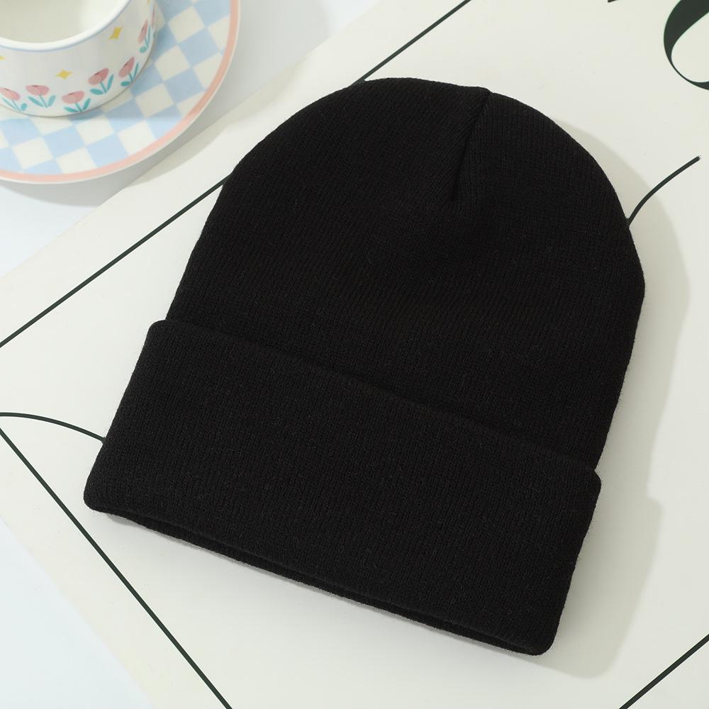 Korean Style Acrylic Knit Hat: Simple, Warm, Versatile Wool Hat with Ear Protection for Autumn and Winter
