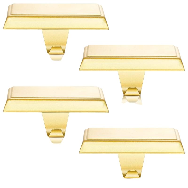 

Pack of 4 Christmas Mantel Hanging Hook Elegant Christmas Stocking Hangers for ComfortableHoliday Mantel Display золотой