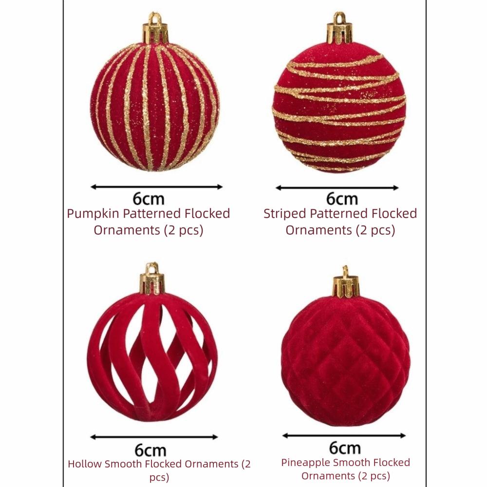 12Pcs/Box Velvet Christmas Hanging Balls DIY Crafts Painted Plastic Christmas Tree Ornament 6CM Christmas Flocked Ball Set