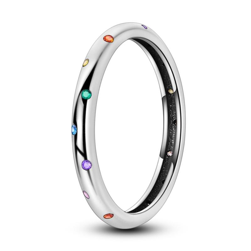 Rings 925 Silver Star Moon Colorful Sparkling Zircon Simple Rings For Women Exquisite Wedding Engagement Birthday Jewelry Gifts