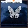 Luxury Butterfly Ring Silver Adjustable Copper Zircon Butterfly Jewelry Fashion Accessories